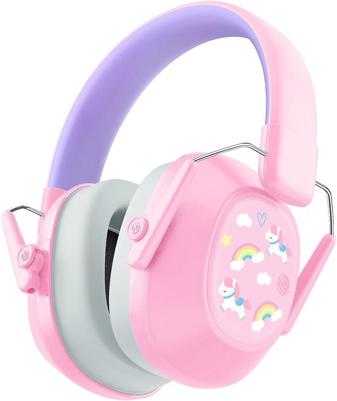 iClever Noise Cancelling Headphones for Kids, SNR 29dB Safety Noise Reduction Ear Muffs for Autism Sensory &Concentration Aid, Ear Hearing Protection for Fireworks/Event/Monster Jam, Rainbow Pony