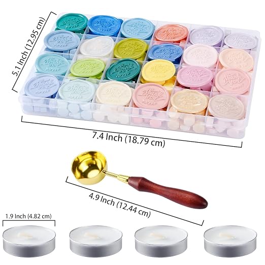 Morandi Assorted Color Seal Beads - 24 Colors for Making Wax Seals, Decor for Envelope Letter Wedding Invitation and Sealing Wine Bottle