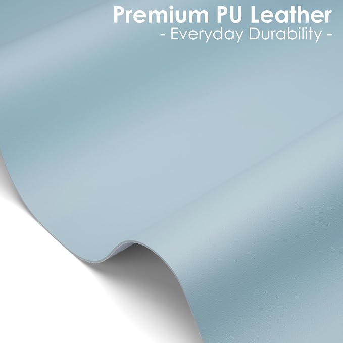Leather Desk Pad Protector, Waterproof Mouse Pad, PU Desk Mat, Office Desk Cover, Desk Writing Mat for Office/Home/Work/Cubicle (Light Blue) 35.4x17 in