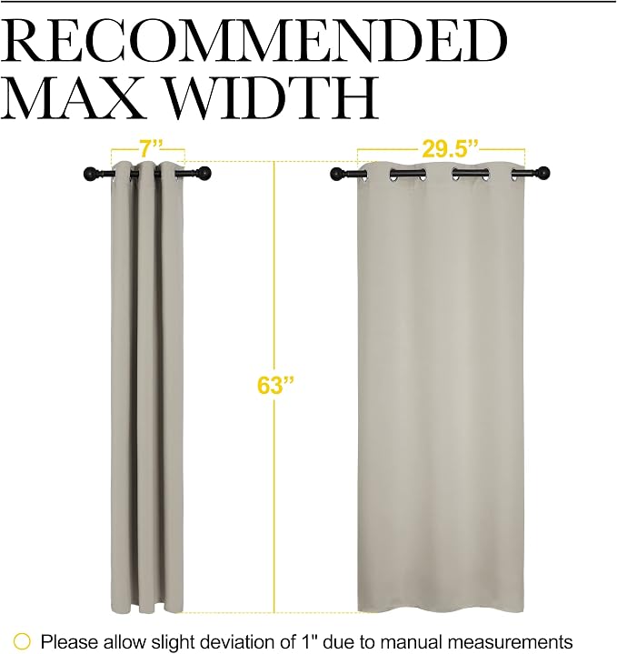NICETOWN Kitchen Curtains, Short Curtains for Bedroom Windows, Thermal Insulated Room Darkening Curtain Panels for Girls Room, Cafe (Natural, 34" W by 63" L, 1 Pair)