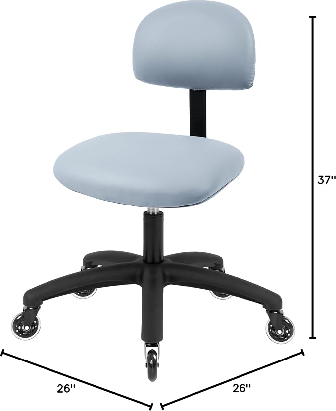 FSS Series Square seat (20"-28") seat Height Chair. Vinyl-for Office, Garage, Desk, Shop, Computer, Doctor, Medical, Easy to Clean! NO Footring (Gray, Medium, Rubber Roller Casters)