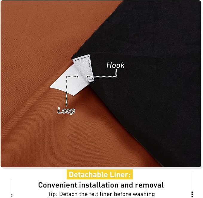 NICETOWN Sound Barrier 100% Blackout Divider Curtains 84", Noise, Heat and Cold Blocking Drapes with Felt Fabric Lining for Nursery/Daytime Sleep/Bedroom (Burnt Orange, 2 PCs, 52" Wide)