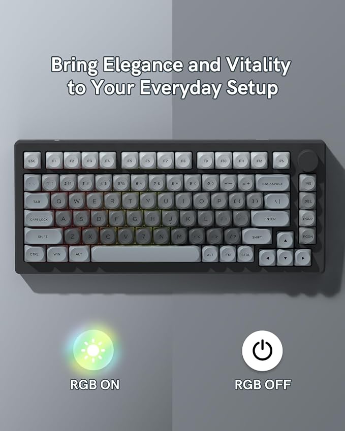 PBT Keycaps, Matte Gradient Gray Jelly Keycaps, MOA Profile, 129 Keys Minimalist Style Custom Key caps for Cherry Gateron MX Mechanical Keyboard, Ergonomic, No Tear & Never Fades