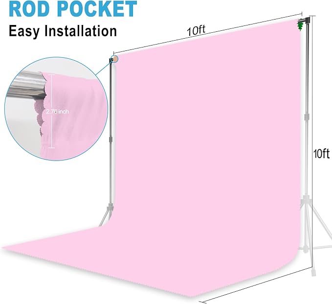 Pink Backdrop for Photoshoot, Professional Photo Backdrop Background Curtain for Product Photography, Portraits, Wedding, Party, Live Streaming Video Recording 10X10 FT (Background Only)