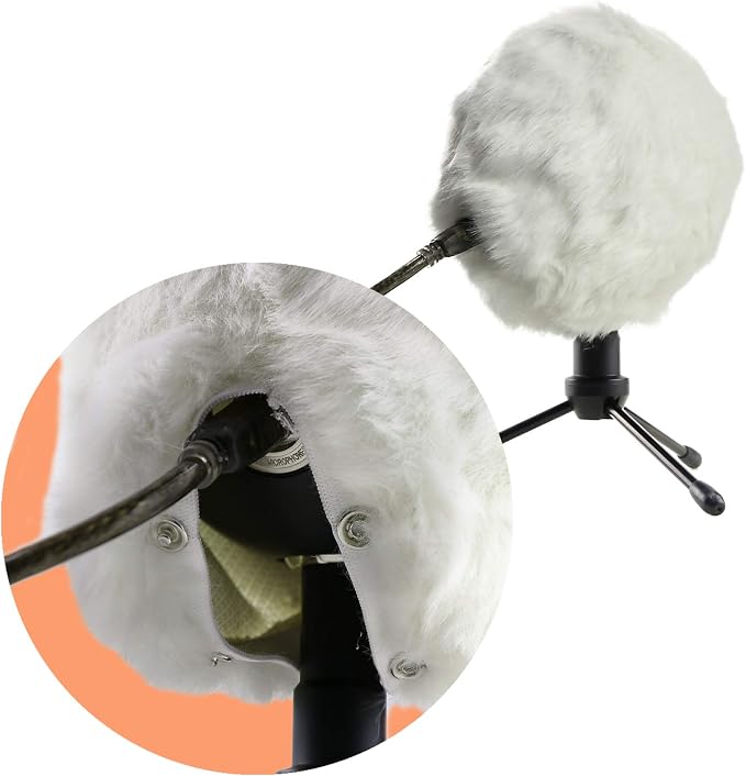 Blue Snowball Furry Windscreen Cover Muff - Professional Snowball ICE Mic Foam Wind Cover Windshield Pop Filter for Recordings, Broadcasting, Singing by Sunmon （White）