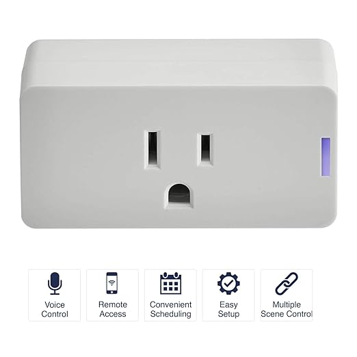 NSi Industries TORK WFIP1 Smart Plug - Indoor Standard Wi-Fi 3-Prong Single Outlet Plug - Compatible with Alexa and Google Assistant - Remote Access with Smartphone/Tablet App - No Hub Required