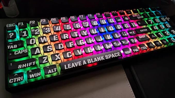 PBT Pudding Keycaps, Raving Theme Keycaps, 120 Keys Sublimation Keycap Set, ASA Profile Custom Keycaps for Cherry Gateron MX Switch Mechanical Keyboard（Black）