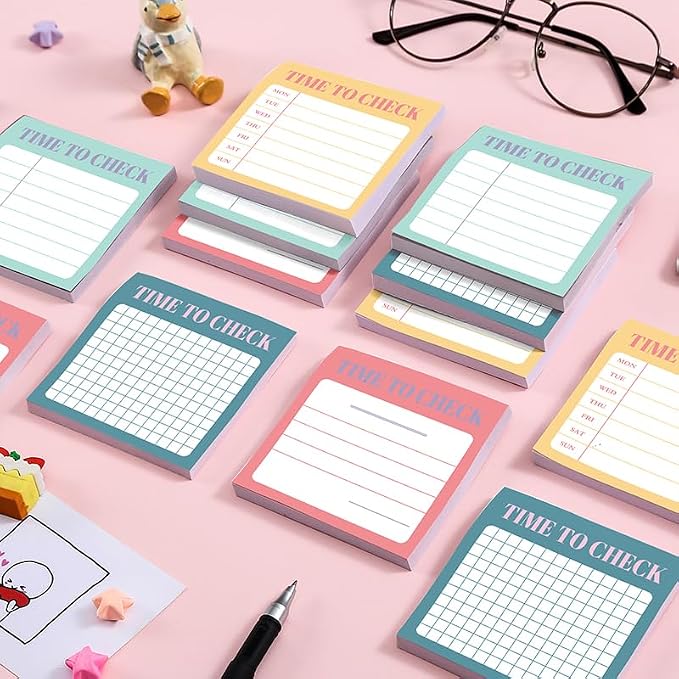 Retro 4Pack/200 Sheets 3x3in Self-Sticking Note Papers Set, High-Adhesive Productivity Planner Pads for Time Management, Vintage Daily Task Notes for Journal Office Home, Bulk Stationery Gift
