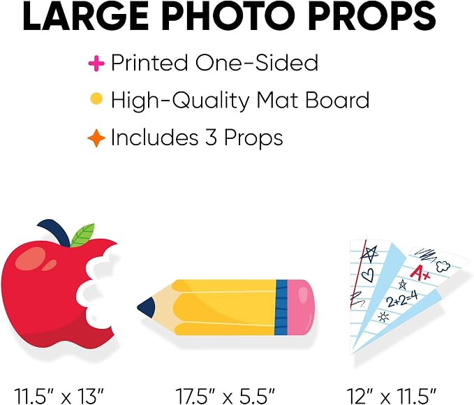 Big Dot of Happiness School Supplies - Paper Airplane, Apple and Pencil Decorations - Kids Classroom Decorations Large Photo Props - 3 Pc