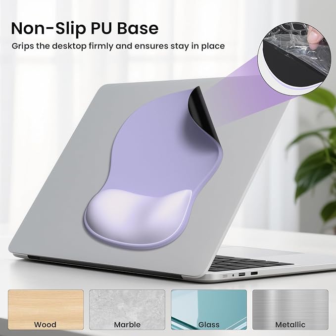AKIT Ergonomic Mouse Pad and Keyboard Wrist Rest Set,Memory Foam,Purple | 3-in-1 Set Includes Mouse Pad and Keyboard Wrist Rest Memory Foam for Comfort Non-slip Base Suitable for Home Office Gaming