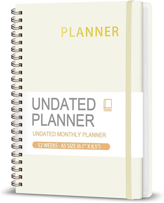 Undated Weekly Planner, Weekly To Do List Notebook with Goal, Organizer & Habit Tracker, A5 Daily Planner with Spiral Binding, Ideal for Office School Suppies
