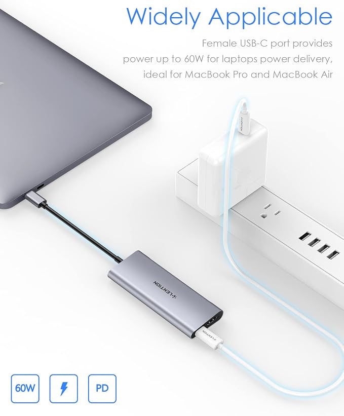 LENTION USB C Hub Multiport Adapter with 4K HDMI, 100W Charging, 4 USB 3.0 5Gbps Splitter Compatible 2016-2025 MacBook Pro, Mac Air, Surface, iPhone & Type-C Devices, Stable Driver(C35, Space Gray)