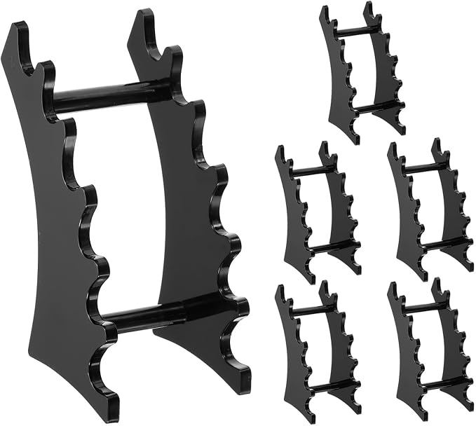 uxcell 6 Pack Plastic Pen Holder, 6 Slot Acrylic Pen Display Stand, Eyebrow Pen Rack, Makeup Brush Organizer for Office Home Store, Horizontal Black
