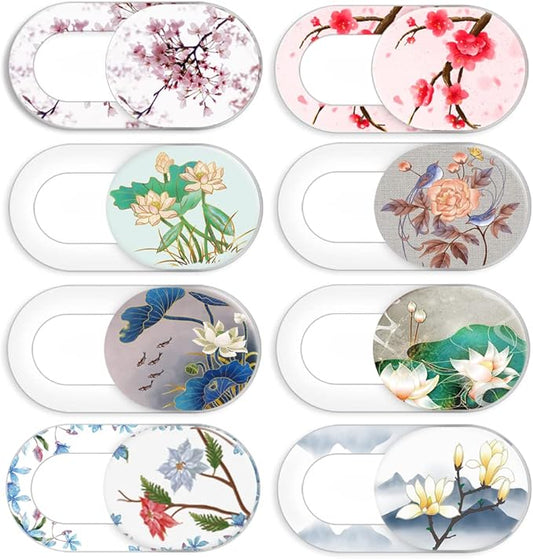 Laptop Camera Cover Slide Cute Flower 8 Pack, Webcam Cover Slide Phone Camera Cover, FadyRaye Ultra-Thin Computer Camera Cover Slide Blocker Fits Cellphone, Laptop, Desktop PC, Tablet