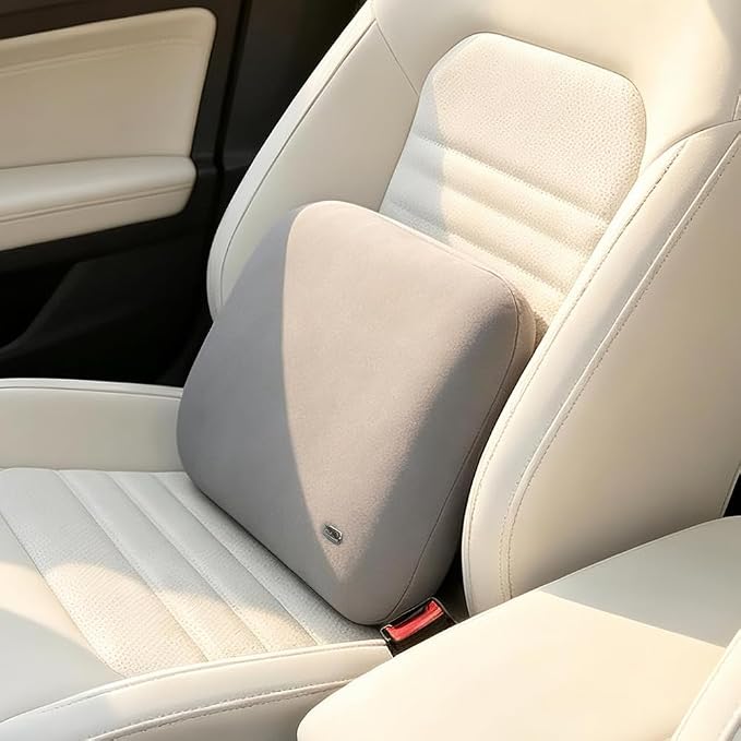 Carwales Auto Lumbar Support Pillow Cooling for Summer Slim Soft Latex Lower Back Support Cushion for Car Seat Office Nap Pillow Chair Recliner Pressure Relief Latex Memory Gray