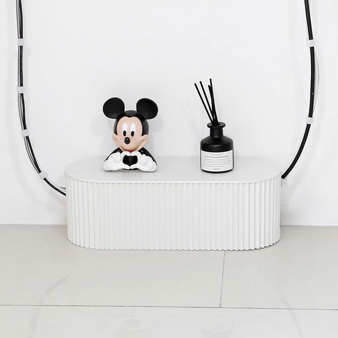 White Cable Box Organizer, Small, Plastic | Cord Hider Box with Lid, For Desk and Floor, Power Strips Cover, For Home, Office, Computer, TV, School, Kitchen