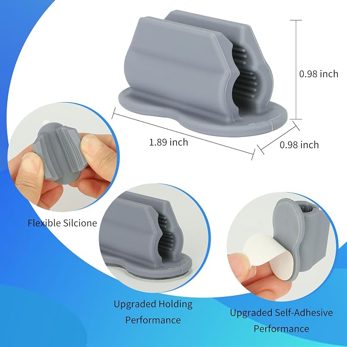 Biottro 12PCS Pen Holder for Desk, Upgraded Adhesive Pen Pencil Holder for Desk Wall Clipboard Car Silicone Pens Markers Pencils Organizer Teacher Supplies Office Supplies (12PCS Gray)