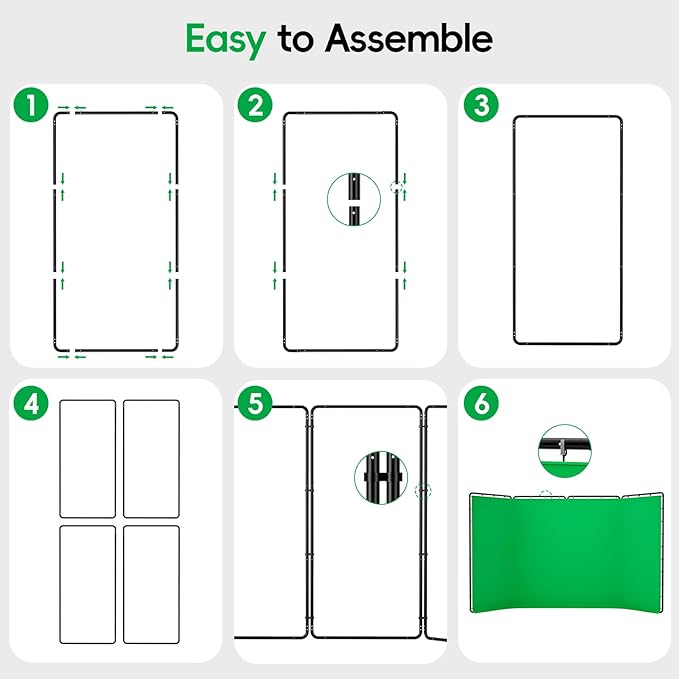 7.87x13.12ft Portable Green Screen Backdrop Kit, Large Collapsible Greensceen Photography Background with Heavy Duty Stand for Parties, Photo Studio Video Shooting, Live Streaming, Keying, Stage