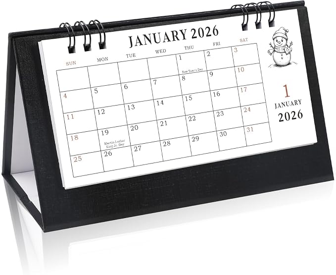Gannyfer Desk Calendar 2026-2027, Small Standing Flip Desk Calendar, Use from January 2026 to Dec 2027, 24-Month Mini Desktop Calendar for Home, School, Office (6.89" x 3.54" Black)