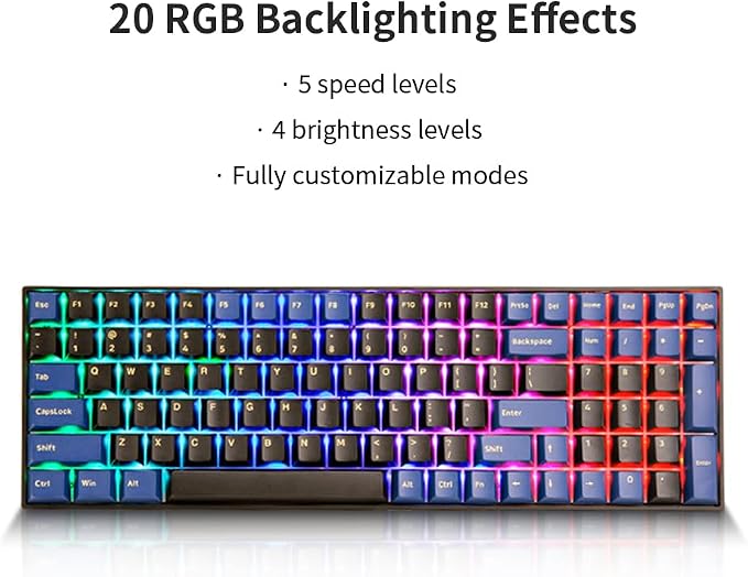 Newmen GM1000 Wireless Mechanical Gaming Keyboard,Bluetooth 2.4G/Wired Hot Swappable Custom Keyboard,RGB Backlit Mechanical Keyboards for with Number Pad for Mac/Win(Blueblack Keycaps-Box Red Switch)