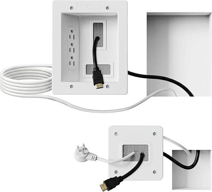 Mount-It! in-Wall TV Cable Concealer Kit with Recessed Power – Triple Outlet, 9ft Cord, and Hand Saw – Easy, Safe Cable Management for Organized TV and Home Theater Setups