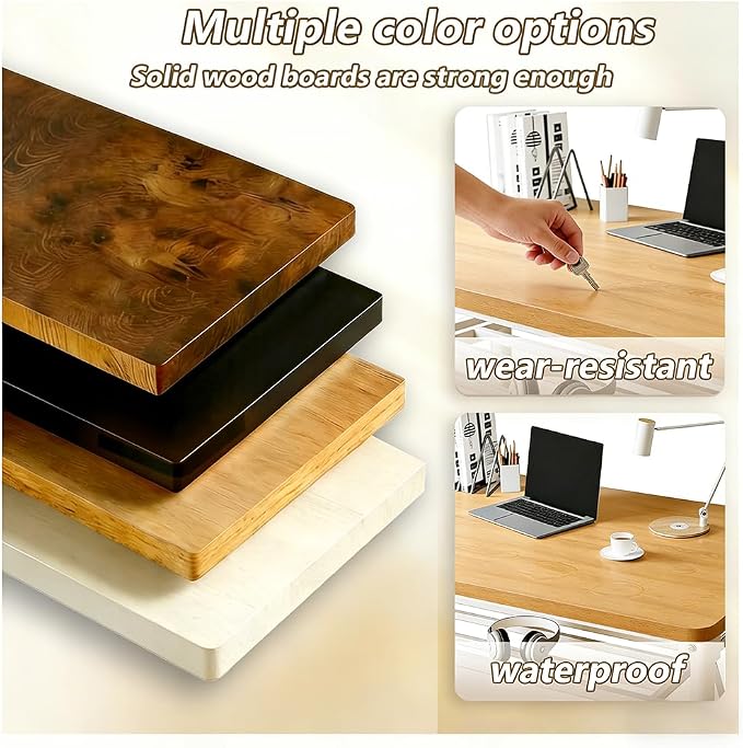 Folding Desk for Small Spaces, 39.4 Inch Foldable Computer Desk, No Assembly Required, Space Saving Portable Study Table for Compact Home Office, Bedroom, Dorm, Apartment, Teak&White