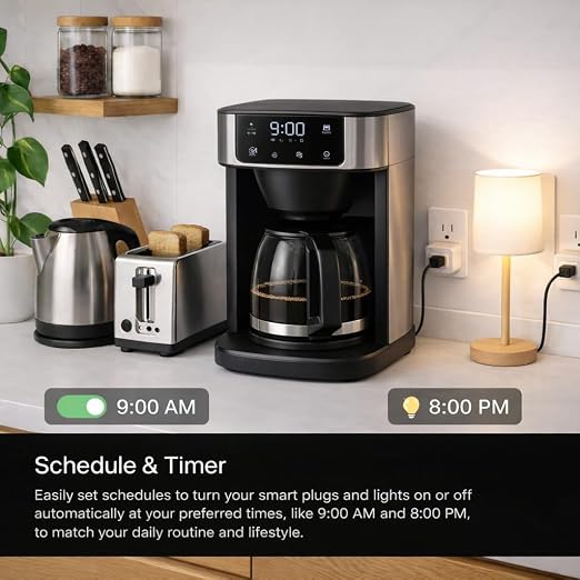 Compact Smart Plug, Works with Alexa & Google Assistant, Smart Life App & Voice Control, Energy Monitoring, Timer Scheduling, No Hub Required, App Remote Control, 2.4 GHz WiFi Outlet, 2-Pack