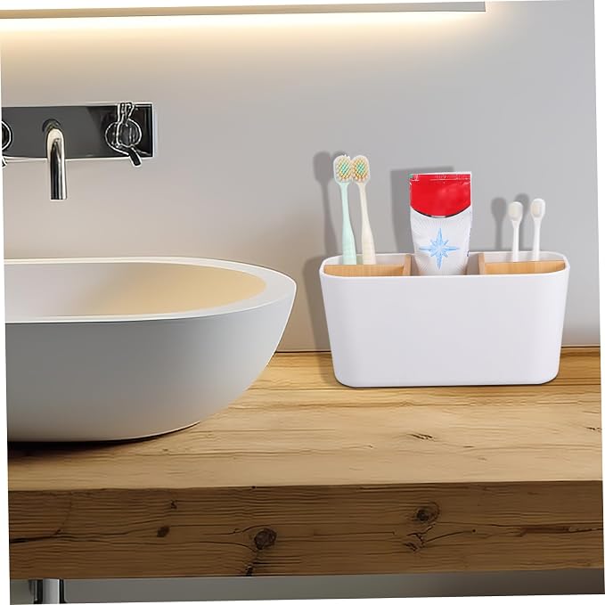 STOBOK Desktop Organizer Caddy Modern Plastic Pen Holder for Desk Aesthetic Tabletop Storage Versatile Office Supplies Easy Maintenance Detachable Design