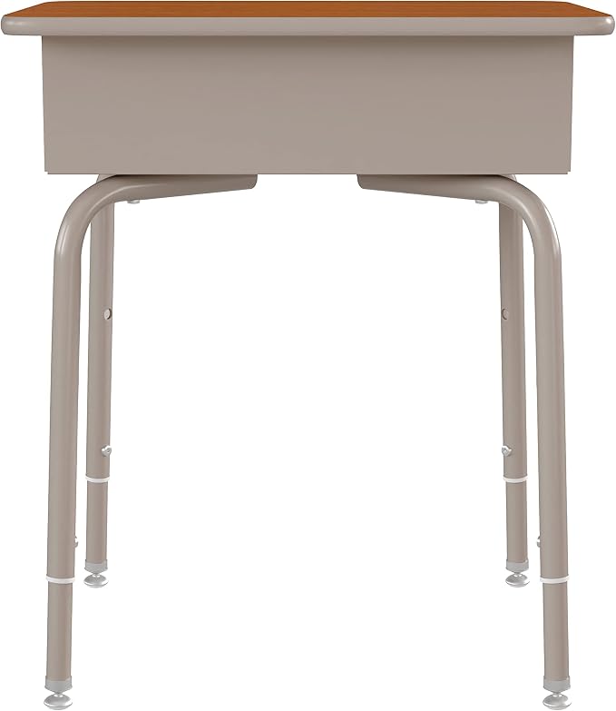 Flash Furniture Billie Student Desk - Walnut Open Front School Desk - Silver Metal Frame - 24"W x 18"D Adjustable Height, Durable for School or Remote Learning