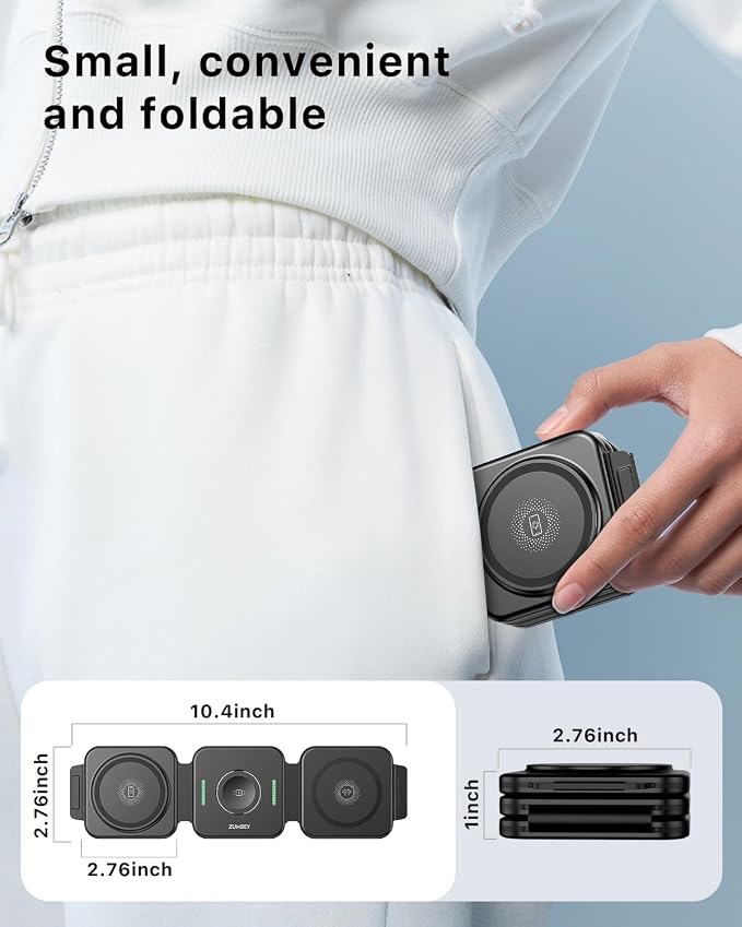 3-in-1 Foldable Magnetic Wireless Charging Station for Apple Devices – The Travel & Desktop Organizer Compatible with iPhone 17-12 Series,for iWatch &for AirPods Space-Saving Design
