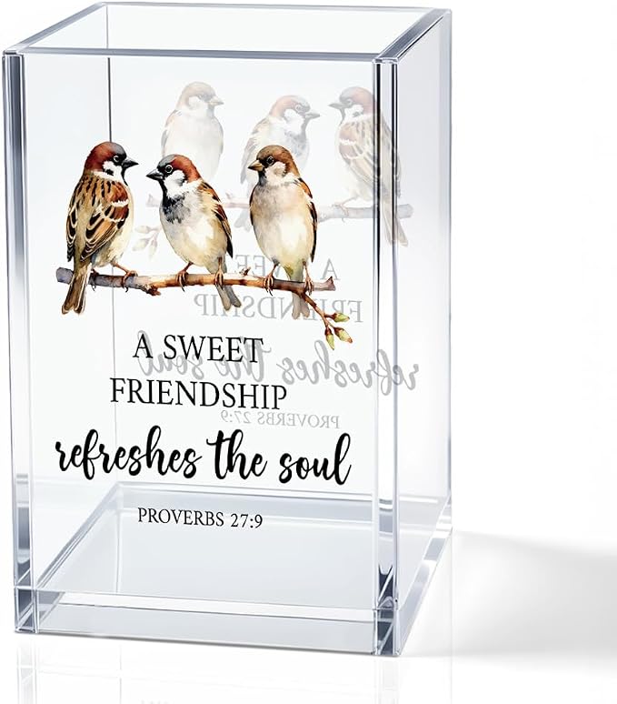 A Sweet Friendship Refreshes The Soul Cosmetic Pencil Holder Cup, Christian Gifts for Women Friends, Funny Birds Bible Verses Pen Holder Cup, Inspirational Friendship Gifts, Pencil Cup for Desk