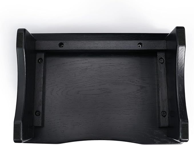 CONSDAN Foot Rest, Ergonomic Footrest for Under Desk At Work, Nursing Foot Stool, Natural Solid Wood Non-Slip Slanted Top Foot Stool for Office/Standing Desk (Black Color)