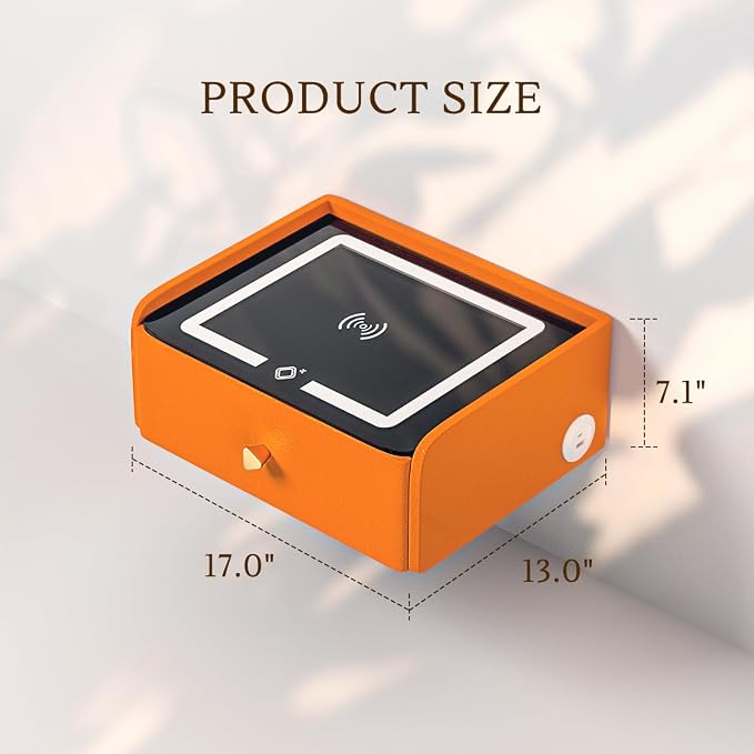 HOMEMORE Floating Nightstand with Charging Station Bedside Table LED Smart Bedside Table Wall Mounted Nightstand Orange