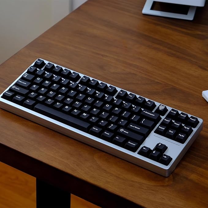 Sumgsn 114 Keys Doubleshot Translucent Keycaps Cherry Profile Black Keycap Set Fit for 61/64/87 Cherry Mx Switches Mechanical Keyboard
