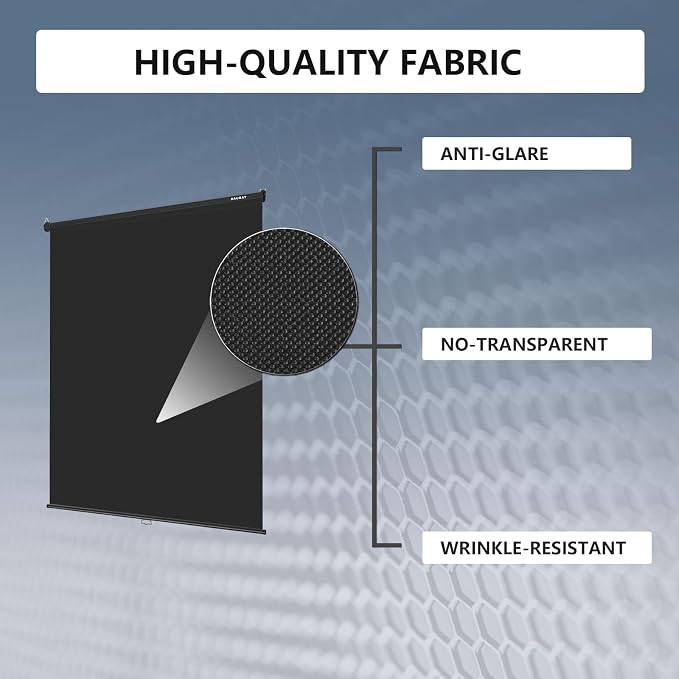 RAUBAY Retractable Pull Down Black Screen Backdrop - 59.8" x 86.6" Collapsible Wall-Mount Background for Professional Video Production, Photography, TikTok and Video Conferencing