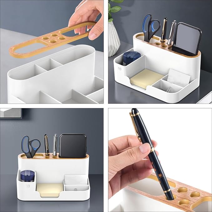 YARNOW Plastic Desktop Storage Box Organizer for Office and Cosmetics, Lightweight and Solid Pencil Holder with Avant-garde Design, Simple and Clean Style for Desktop Use
