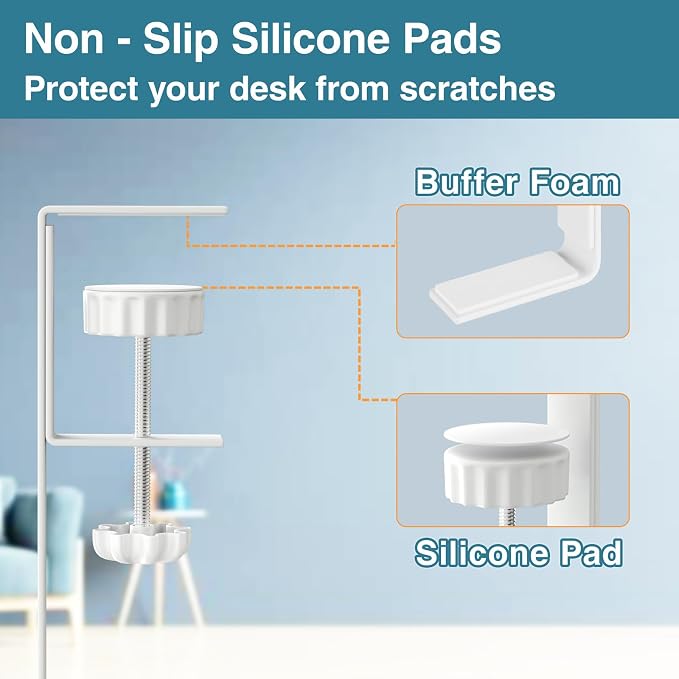 No Drill Under Desk Cable Management Tray, SONATURE 15.7" Cord Organizer for Table, Clamp Mount Desk Cable Management, Premium Carbon Steel Cable Organizer for Office, Home (White)