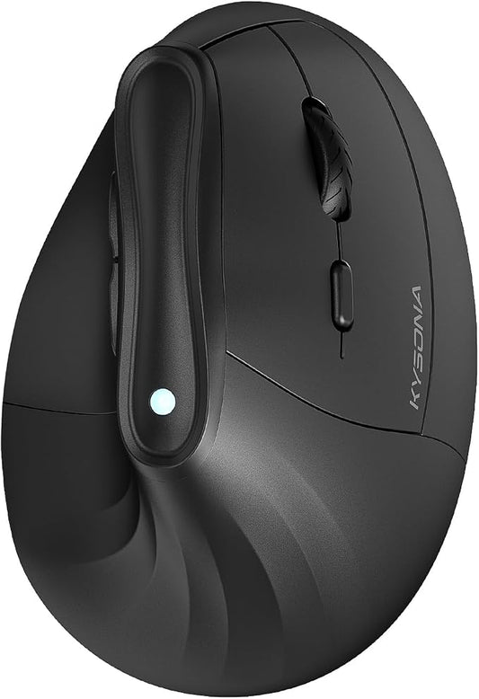 KYSONA Ergonomic Mouse Wireless, Bluetooth Vertical Mouse, 5-Level Adjustable DPI, 2.4G Silent Switch Mice for Windows, MacOS, IPadOS, Laptop, PC, Black