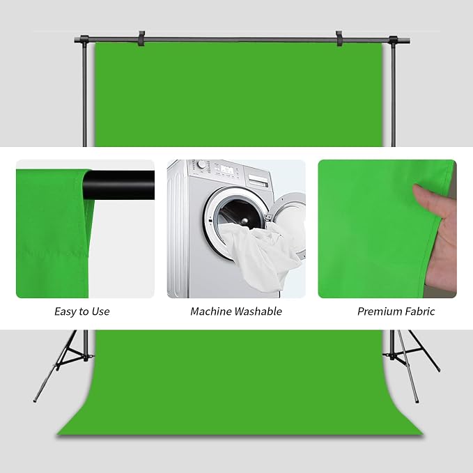 Green Screen Backdrop Chromakey Virtual Green Screen Background Sheet Fabric Wrinkle Resistance Photo Background for Photo Studio Shooting Props 6x9FT