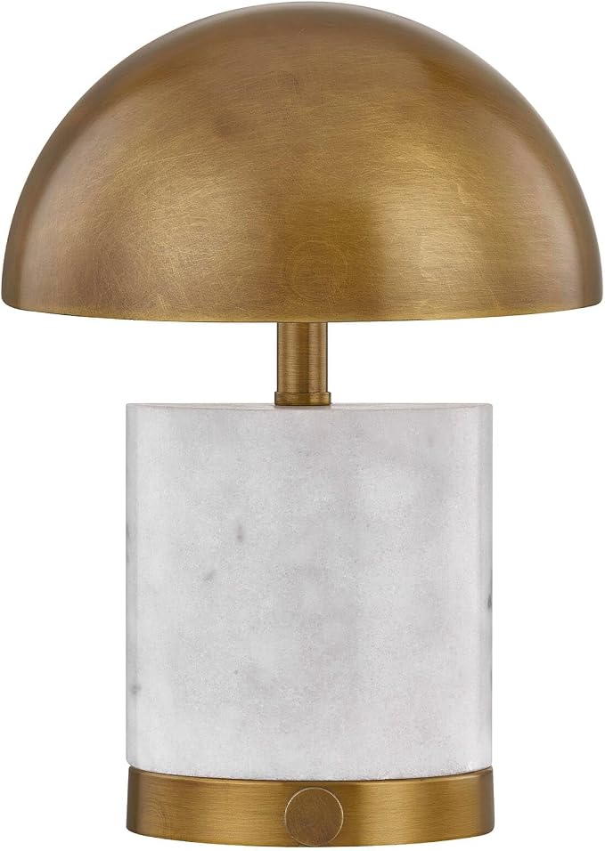 Savoy House Coco & Dash 11-CD07RC Cora 10" Modern Portable Rechargeable Brass & Marble Integrated LED Table Lamp with Metal Dome Shade