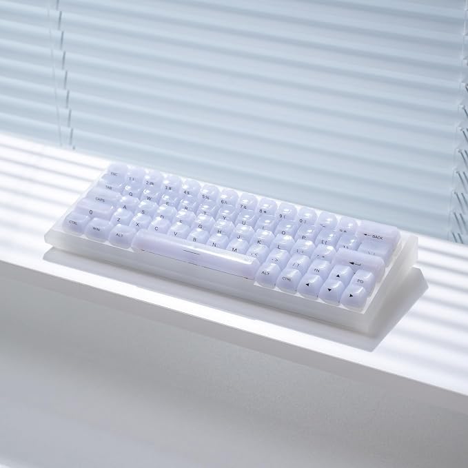 Jelly Crystal Transparent Keycaps, Clear MDA Profile, RGB Compatible 115 Keys Custom Set for Cherry MX Mechanical Gaming Keyboards (White Side Printed)