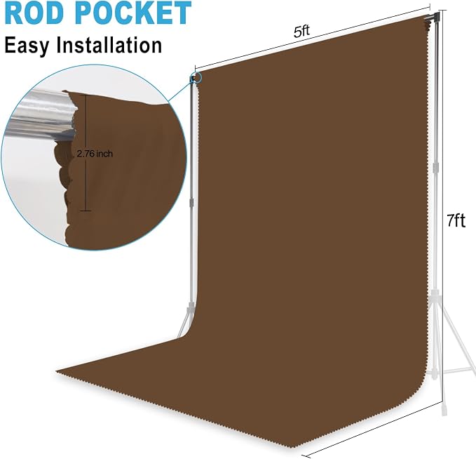 Dark Brown Backdrop for Photoshoot, Professional Photo Backdrop Background Curtain for Product Photography, Portraits, Wedding, Party, Live Streaming Video Recording 5X7 FT