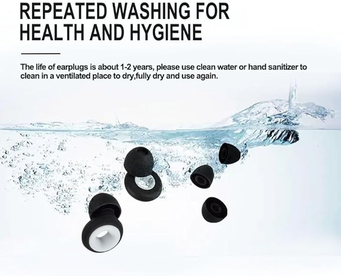 1 Box Sleeping Noise Canceling Earplugs, Protection for Focus, Travel, Concerts, Sports & Noise Sensitivity Reusable Noise reducing Soft Silicone earplugs(Black and White, 1 Count (Pack of 1))