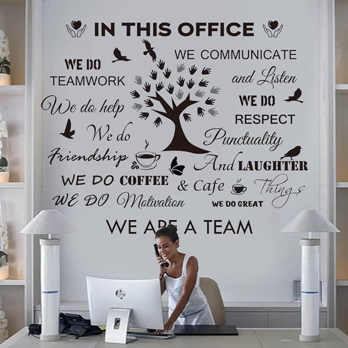 Office Inspirational Quotes Wall Decals - Motivational Teamwork Stickers, Positive Lettering Spiritual Words, Company Art 'We Are A Team' Decoration