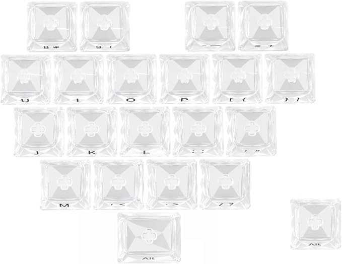 OHY XVX 21Keys MDA Profile Transparent Keycaps, Side Printed Characters, PC Crystal Keycaps, Backlit Glitter Sweet Heart Keycap Set for MX Switches Mechanical Keyboard,Match with XVX Crystal R2