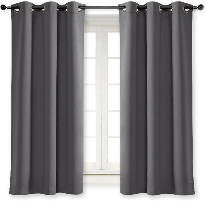 NICETOWN Blackout Curtain Blind for Bedroom Thermal Insulated Grommet Blackout Room Darkening Drape/Drapery (Single Panel, W42 x L63 inches, Grey/Gray)