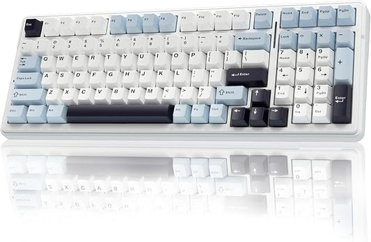AULA F99 Wireless Mechanical Keyboard, Hot Swappable Custom Keyboard,Pre-lubed Linear Switches,Gasket Structure,RGB Backlit Gaming Keyboard (Blue&White) (Renewed)