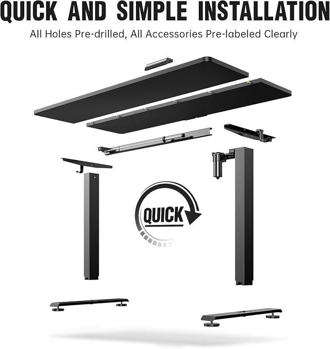 Veken 63x23.6 Inch Large Electric Standing Desk, Heights Adjustable,Sit to Stand Up, Work Home Office Computer Table for Walking Pad, Wooden Desktop Desks, Black