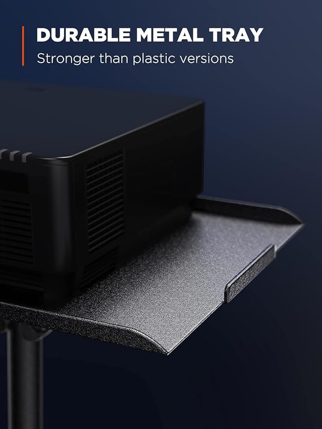 AMADA HOMEFURNISHING Foldable Projector Tripod, Multipurpose Laptop Stand with Removable Mouse Tray, Adjustable Height 25-63 Inch, Outdoor Movie Projector Stand, AMPS03