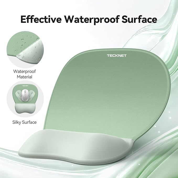 TECKNET Gel Mouse Pad with Wrist Rest, 3 in 1 Keyboard Wrist Rest for Pain Relief, Non-Slip PU Base & Easy Typing, Ergonomic Mousepad Set for Office & Home